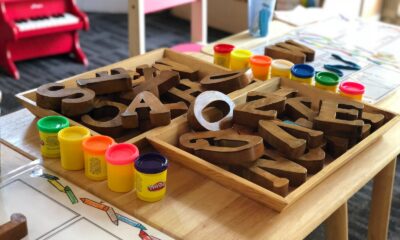 safe nursery materials - brown letters on table